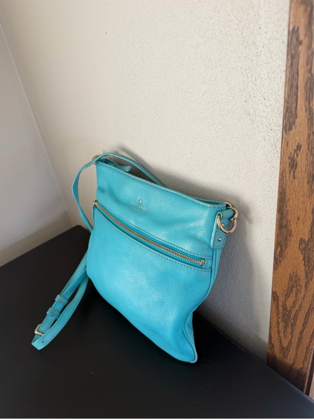 Kate Spade Connie Hill Ellen Grace Teal Blue Leather Crossbody Shoulder Bag - Picture 3 of 14